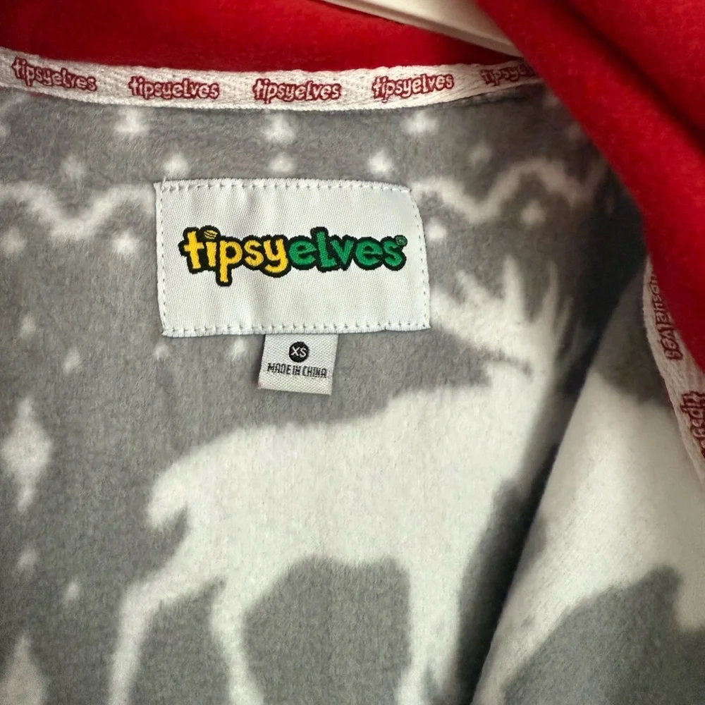 Tipsy Elves Men's Grey Moose Fair Isle Christmas Onesie Jumpsuit Size XS - NWOT - Picture 8 of 11